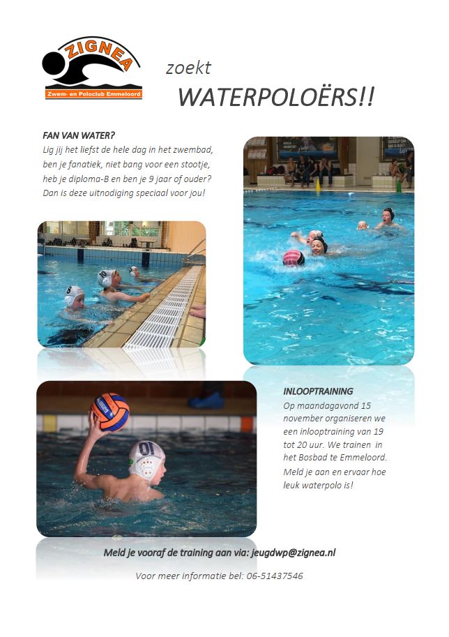 Zignea zoekt Waterpoloërs!